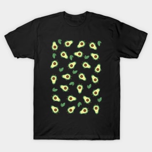 Avocado Pattern with black background T-Shirt